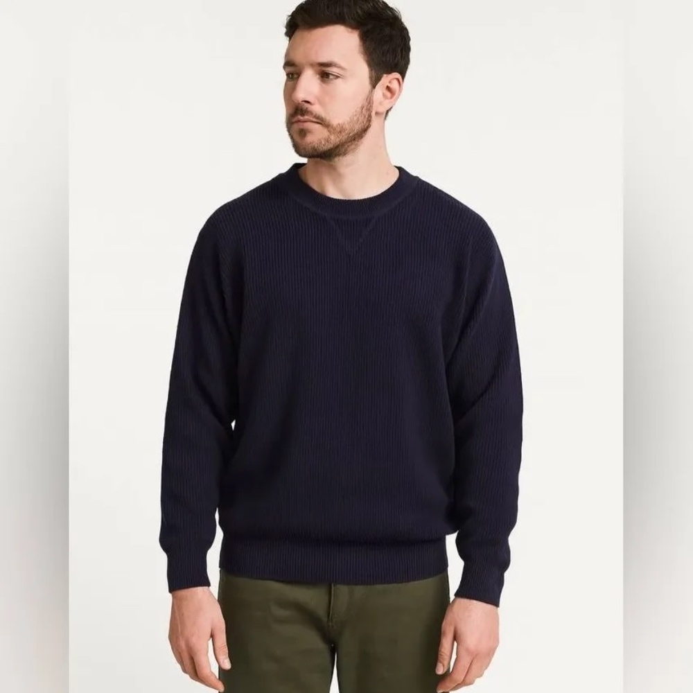 Eddie Bauer Navy Blue Crewneck Sweater – Men’s Size XL, 100% Combed Cotton